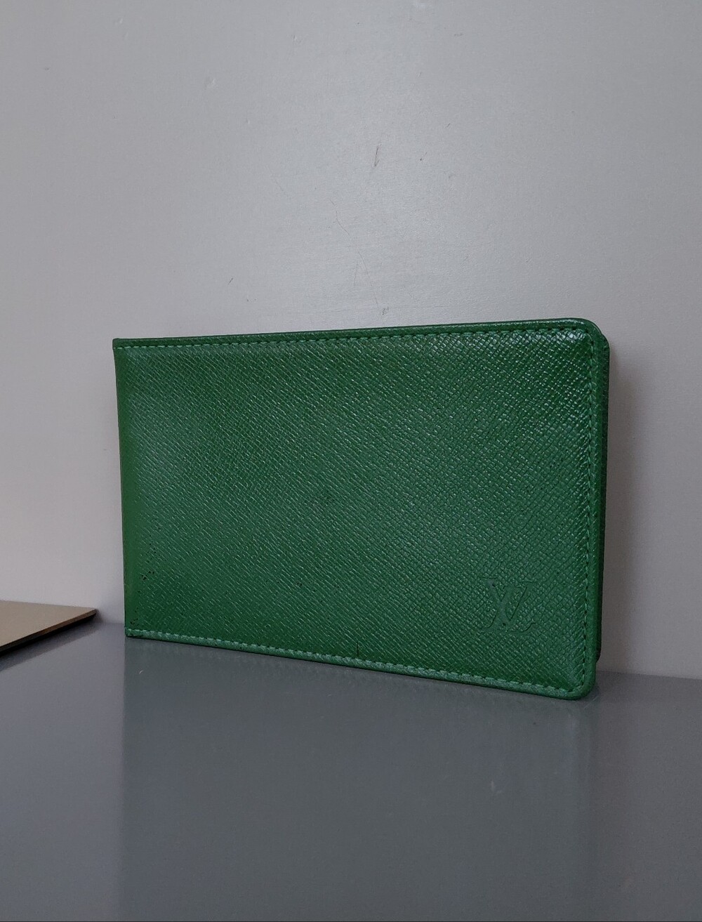 Louis Vuitton Green Textured Leather Card Holder